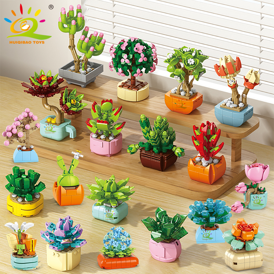 Echeveria Succulent - HUIQIBAO MOC Flower Succulent Potted Model
