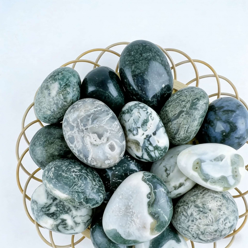 Natural Moss Agate Crushed Sto - Echeveria Succulent avaliação e preço