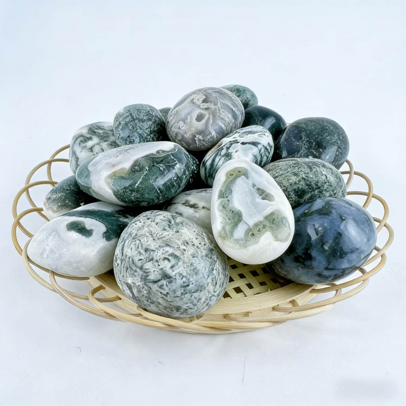 Natural Moss Agate Crushed Sto - Echeveria Succulent avaliação e preço