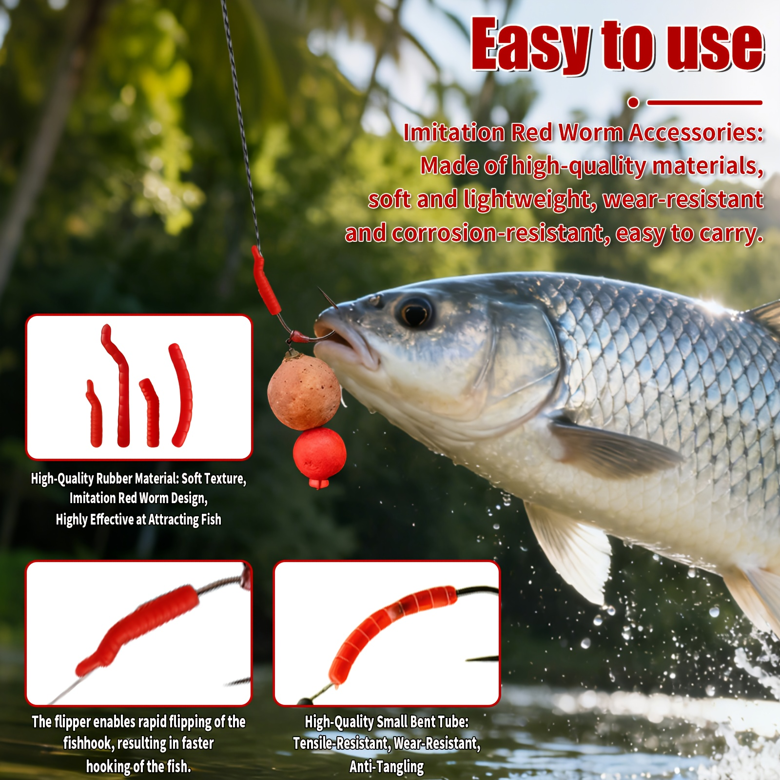 Red Artificial Bloodworm Hook  - Aglaonema Red avaliação e preço