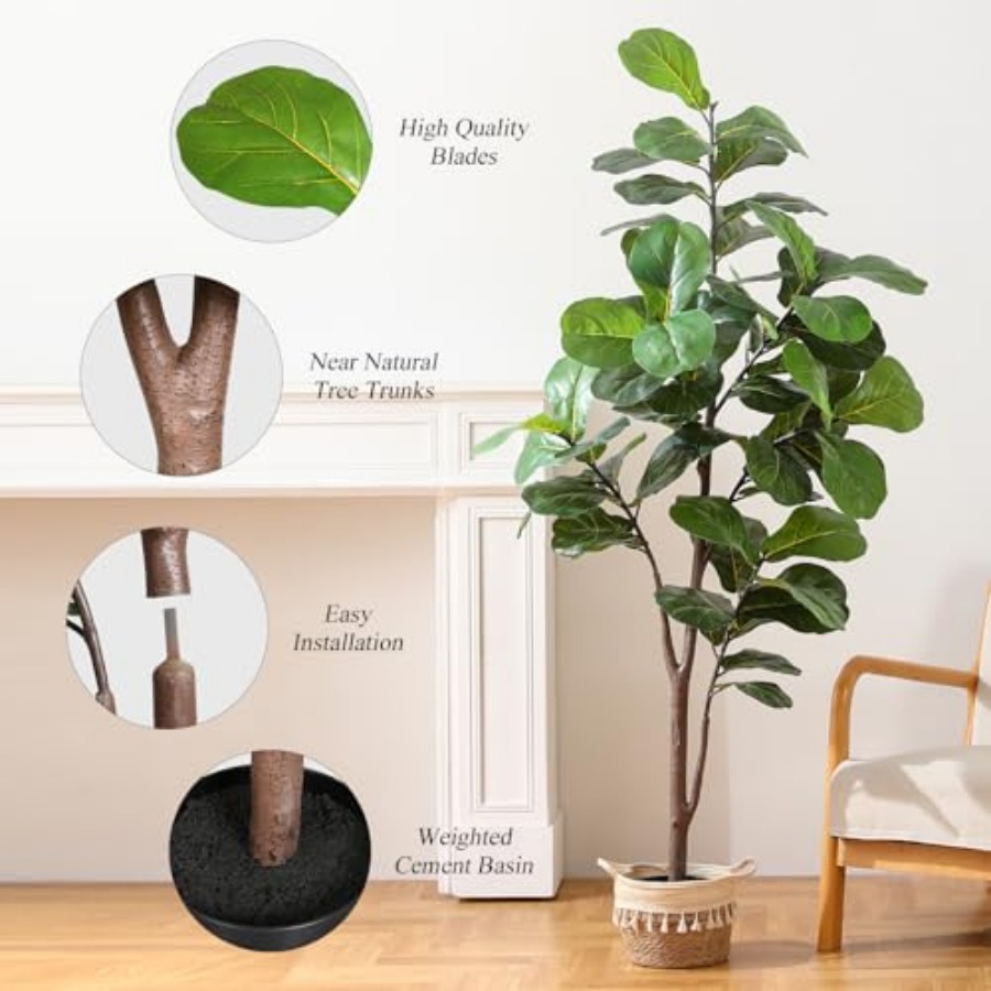 Artificial Fiddle Leaf Fig Tre - Ficus Lyrata Tree avaliação e preço
