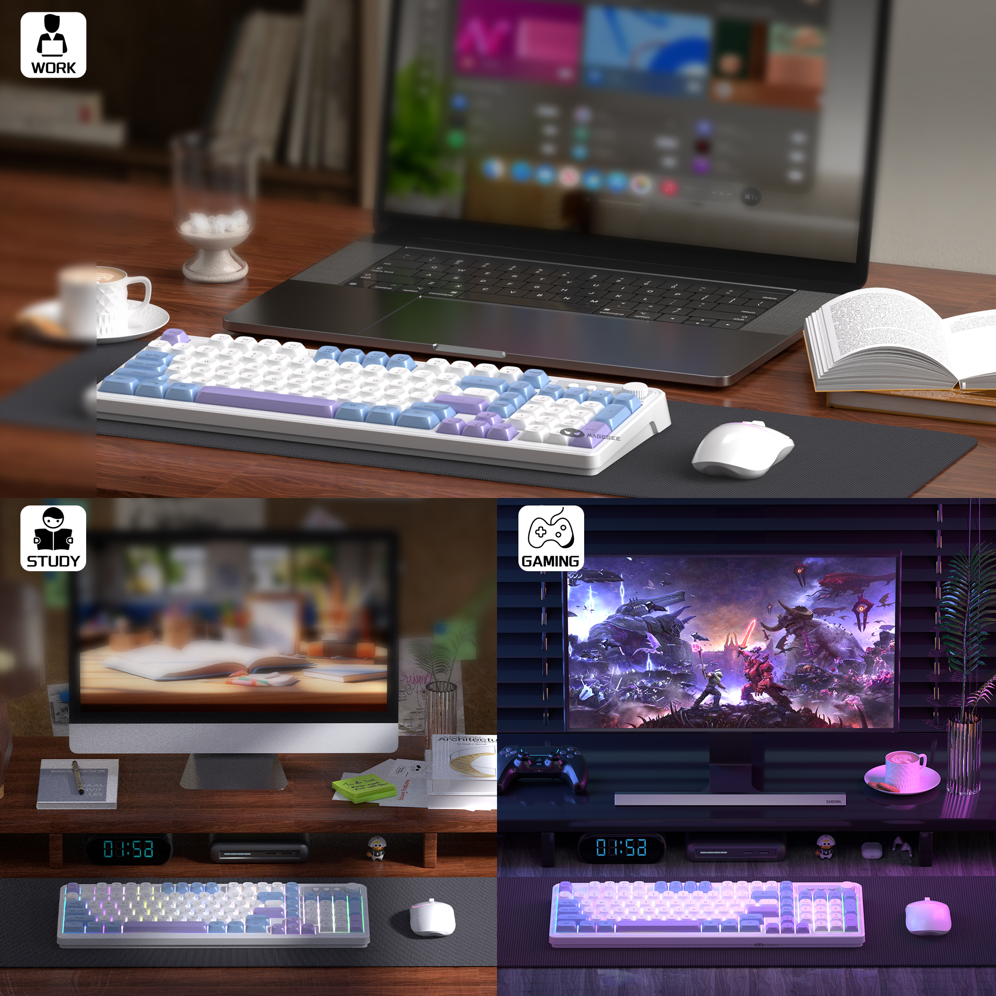 MageGee Wireless Gaming Keyboa - Tradescantia Purple avaliação e preço