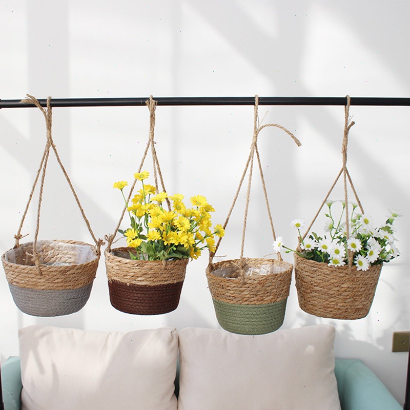 Straw Hanging Basket Flower Po - Spider Plant Hanging avaliação e preço