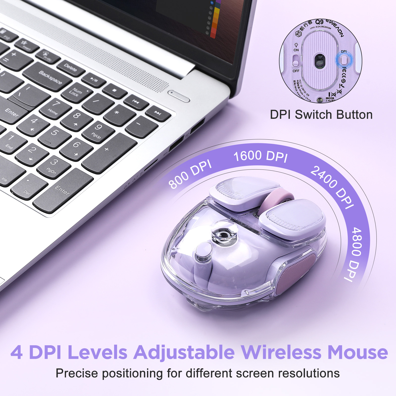 EWEADN Q9 Purple Wireless RGB  - Tradescantia Purple avaliação e preço