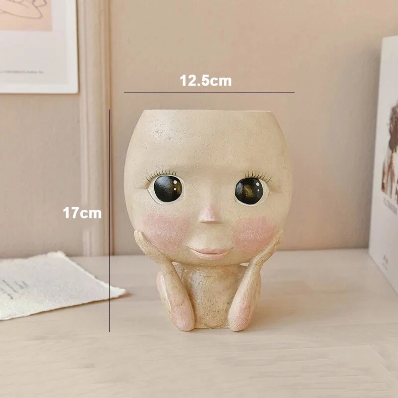 Girls Face Head Flower Planter - Echeveria Succulent avaliação e preço