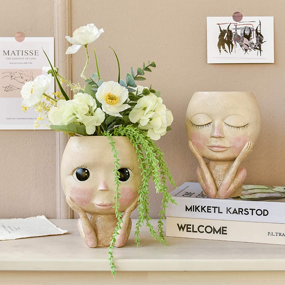 Girls Face Head Flower Planter - Echeveria Succulent avaliação e preço