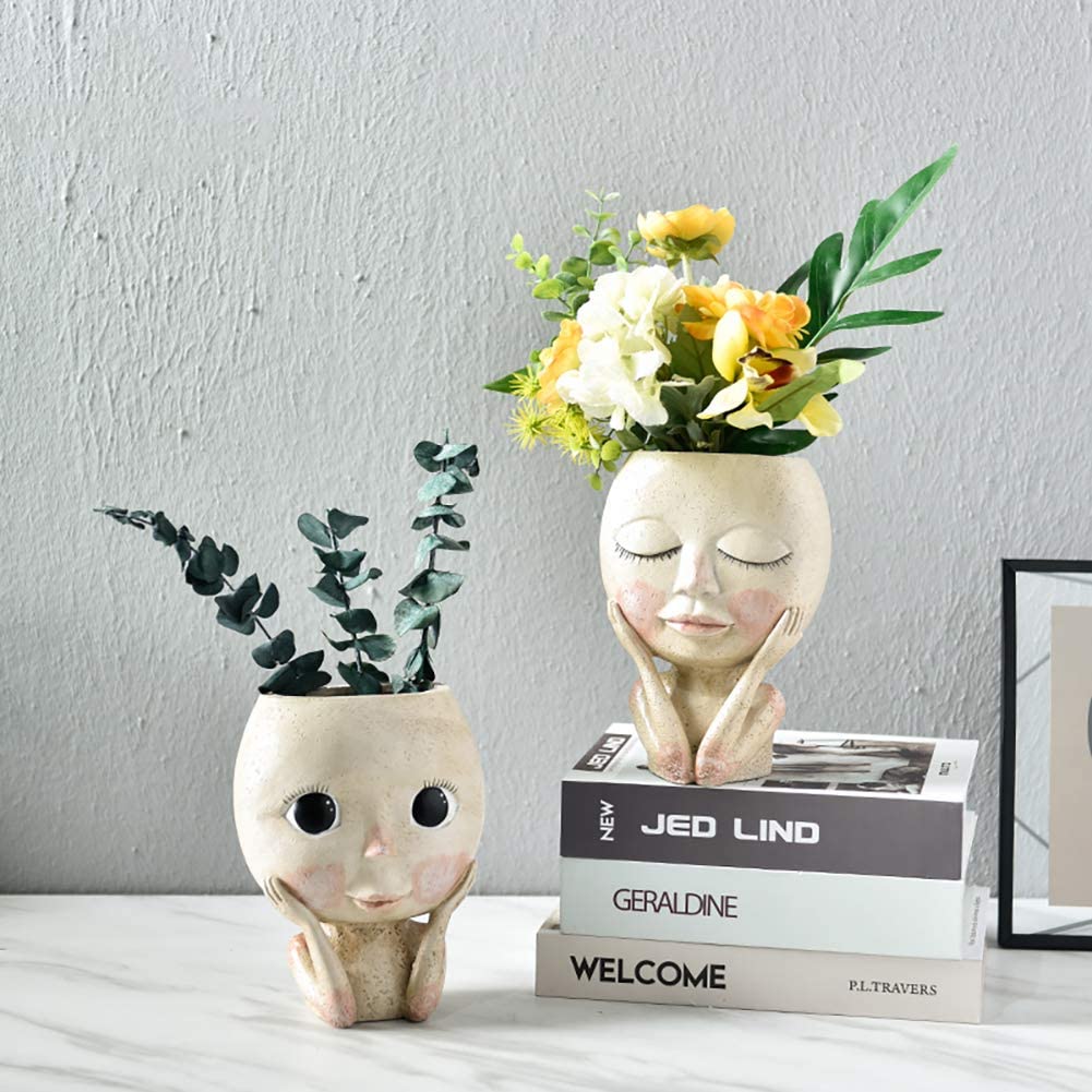 Girls Face Head Flower Planter - Echeveria Succulent avaliação e preço